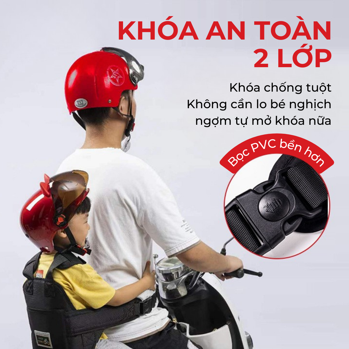 Đai đi xe máy cho bé RS3 khóa nhựa chống ngã an toàn - Ảnh 4