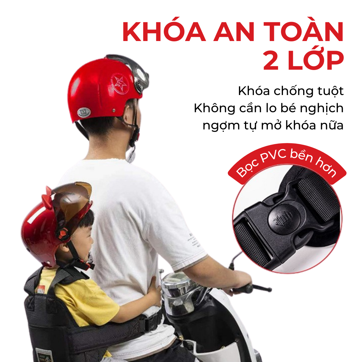 Đai đi xe máy cho bé RS3 khóa nhựa chống ngã an toàn - Ảnh 5
