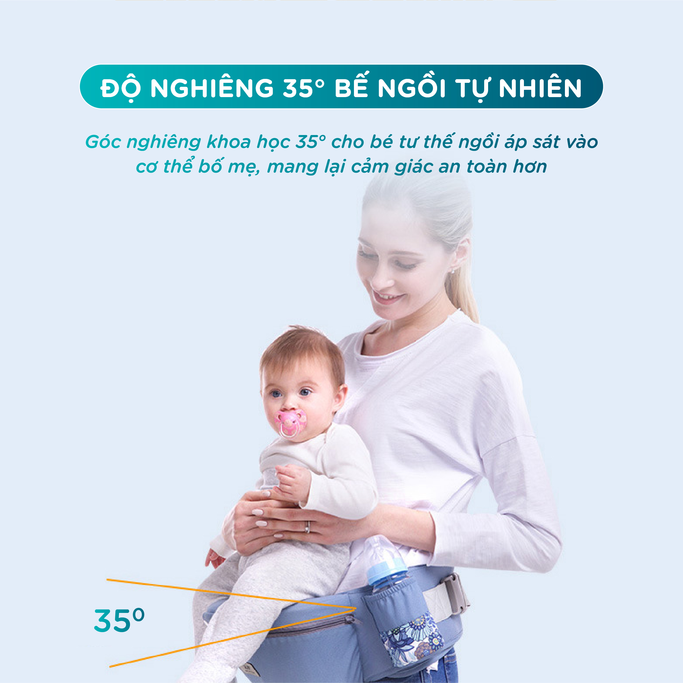 Địu em bé trợ lực Miuna M5 - Địu ngồi có bệ đỡ, đa dạng tư thế địu bé - Ảnh 8