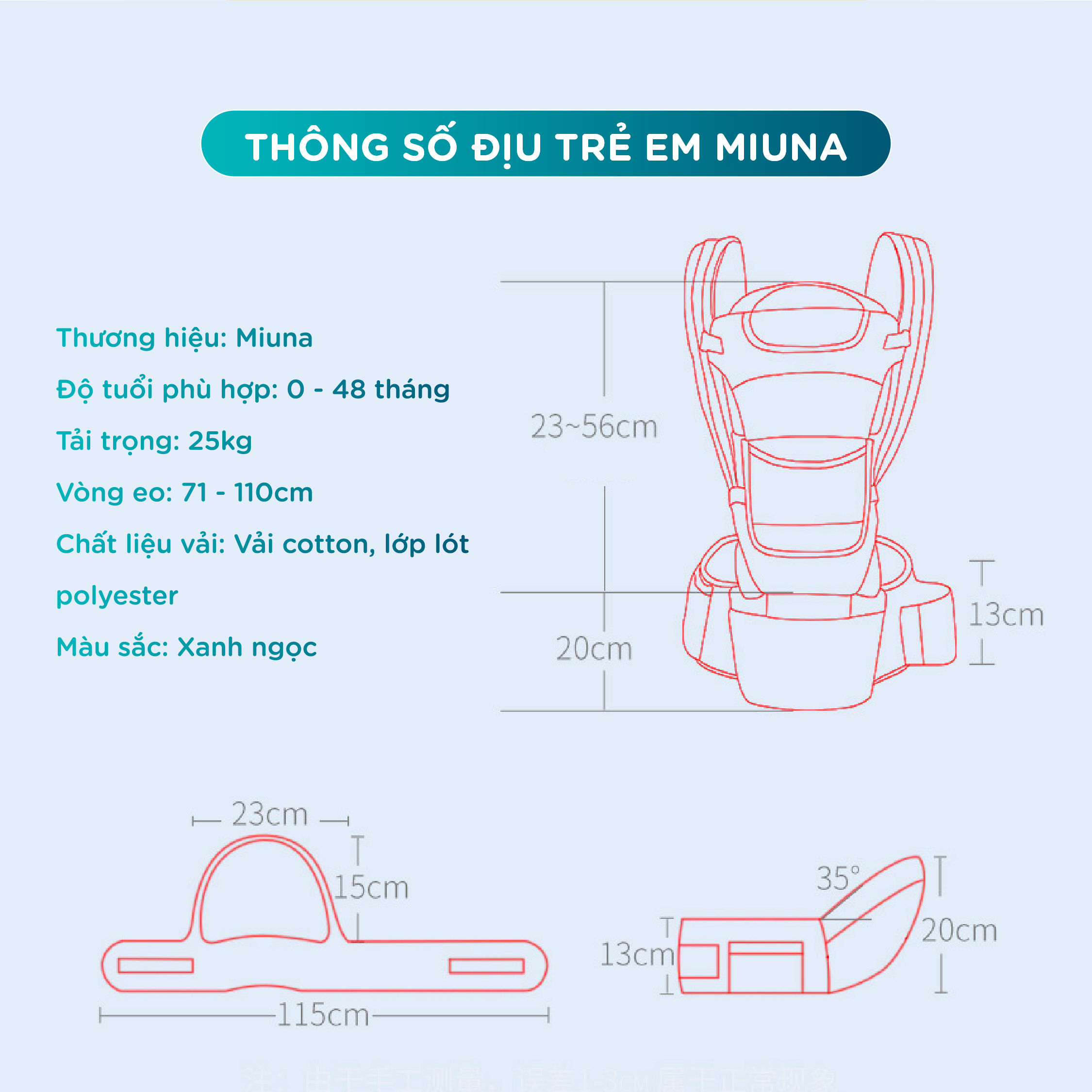 Địu em bé trợ lực Miuna M5 - Địu ngồi có bệ đỡ, đa dạng tư thế địu bé - Ảnh 12