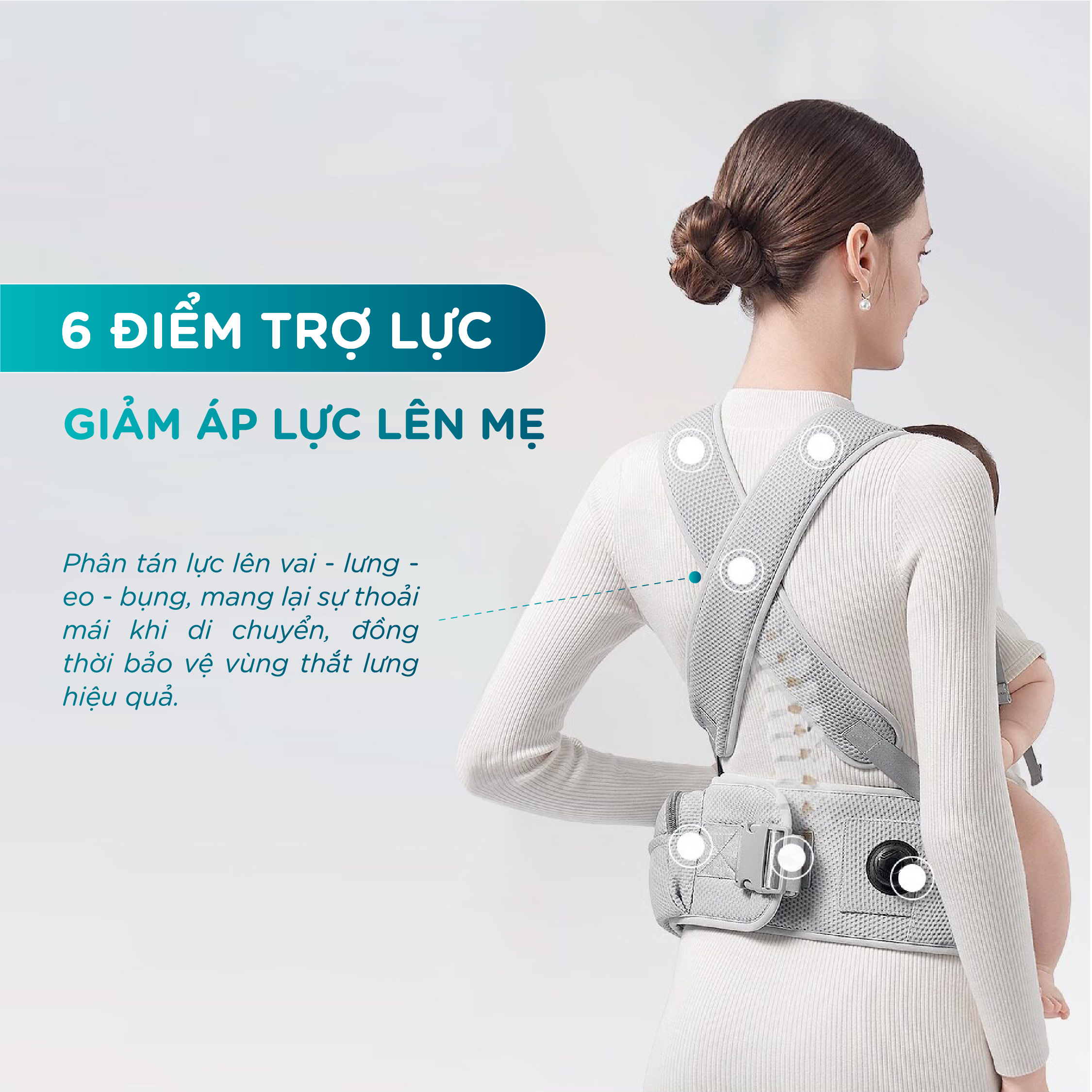 Địu em bé cao cấp MS2 Pro, Đai đeo chữ X trợ lực tốt, Có bệ ngồi êm cho bé - Ảnh 5