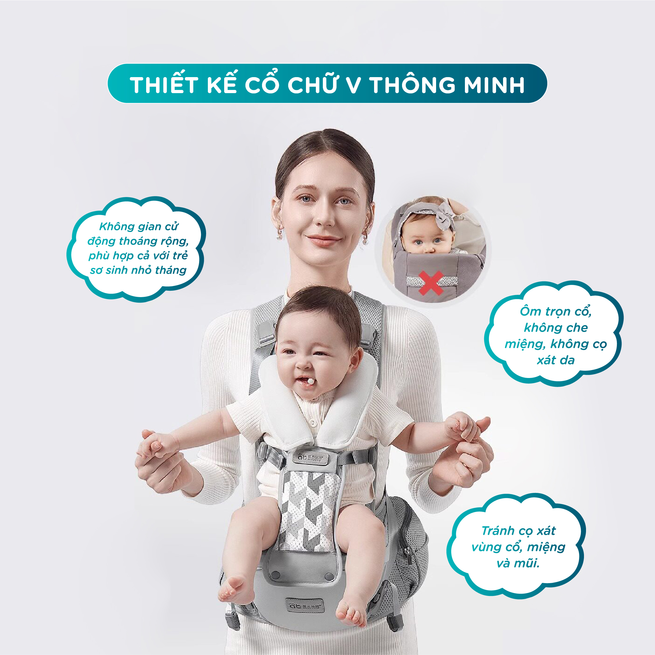 Địu em bé cao cấp MS2 Pro, Đai đeo chữ X trợ lực tốt, Có bệ ngồi êm cho bé - Ảnh 4