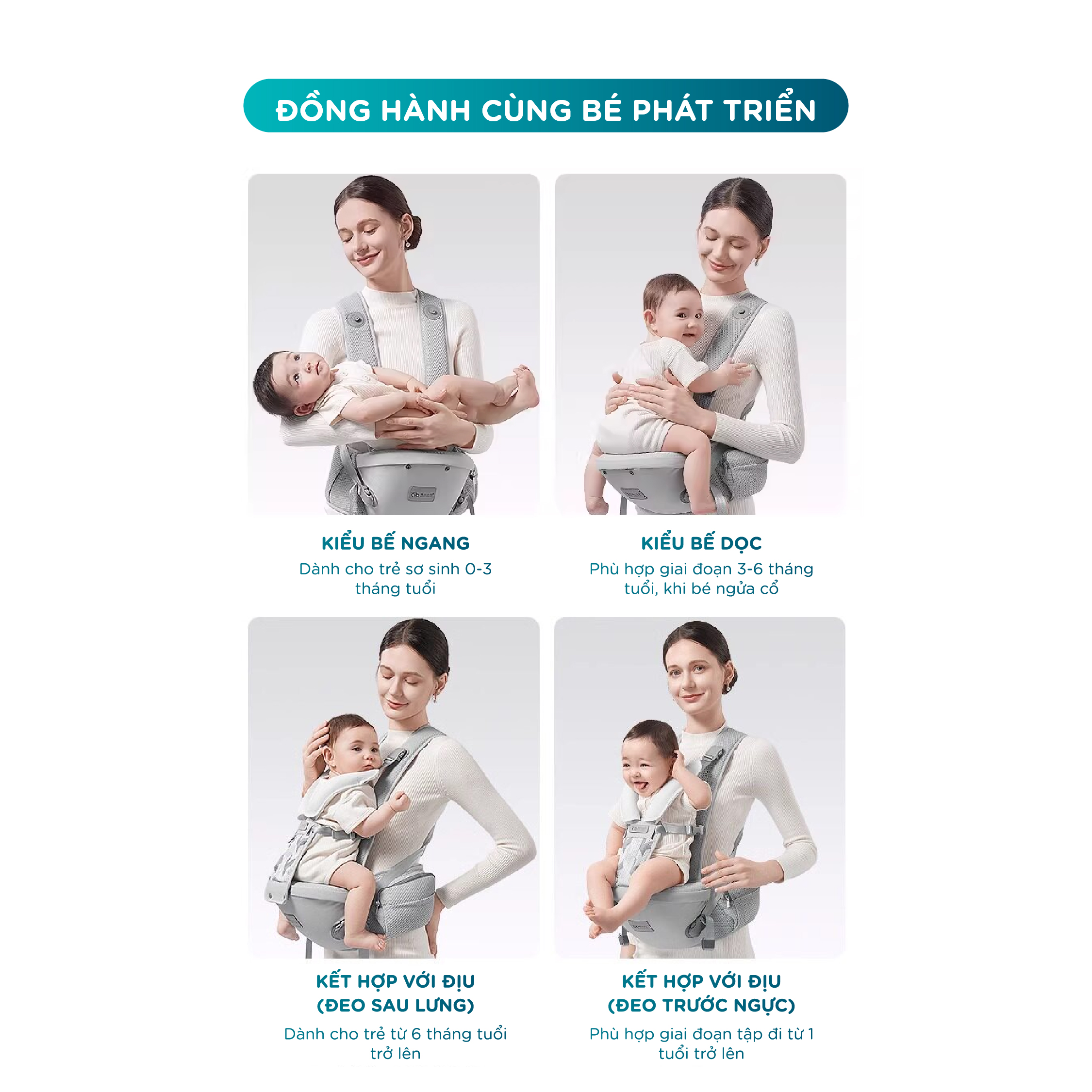 Địu em bé cao cấp MS2 Pro, Đai đeo chữ X trợ lực tốt, Có bệ ngồi êm cho bé - Ảnh 11