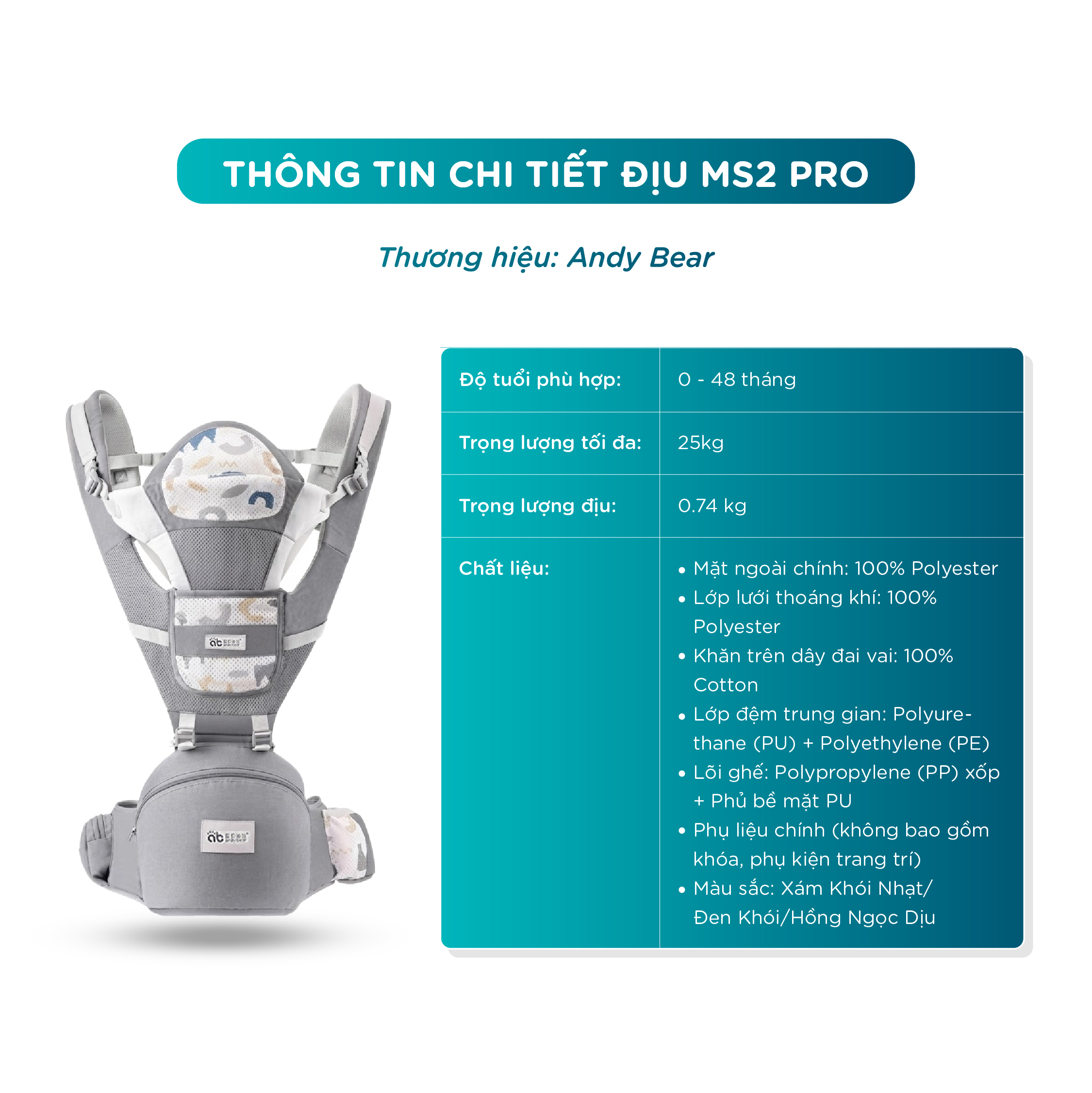 Địu em bé cao cấp MS2 Pro, Đai đeo chữ X trợ lực tốt, Có bệ ngồi êm cho bé - Ảnh 13