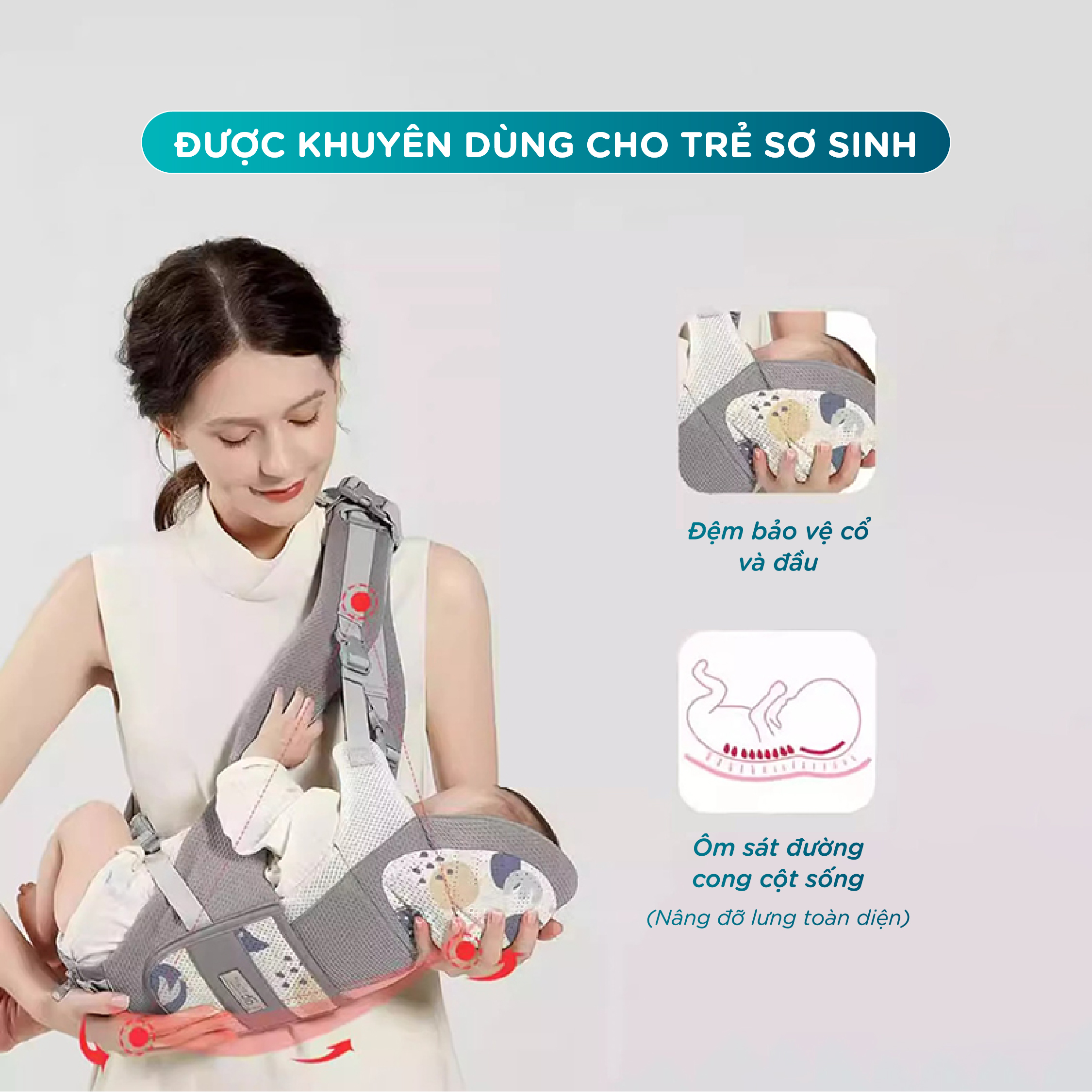 Địu em bé trợ lực MS2 có bệ ngồi địu bé linh hoạt, phù hợp bé sơ sinh - 4 tuổi - Ảnh 4