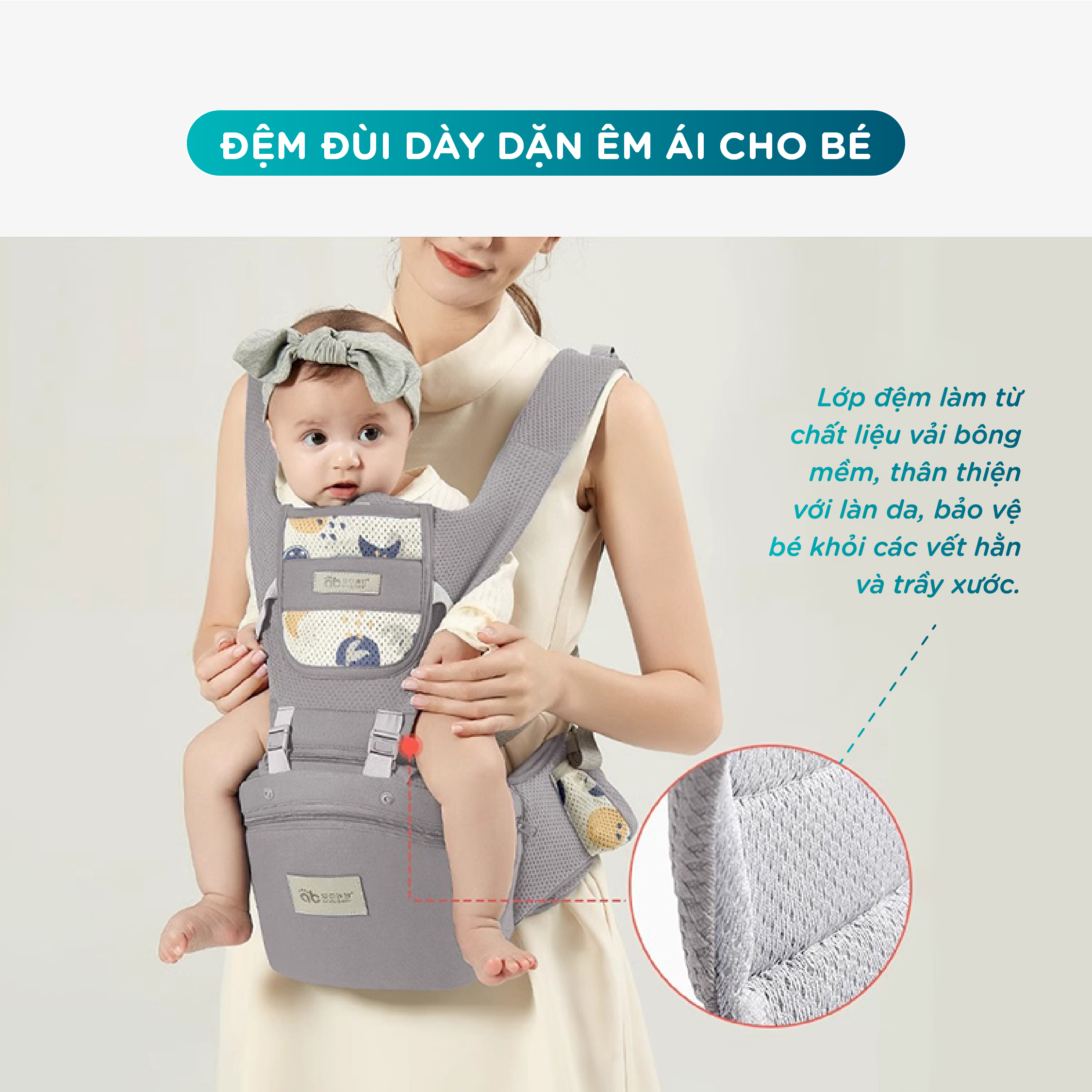 Địu em bé trợ lực MS2 có bệ ngồi địu bé linh hoạt, phù hợp bé sơ sinh - 4 tuổi - Ảnh 7