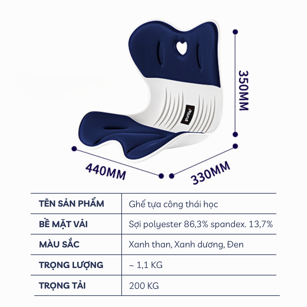 Ghế tựa lưng công thái học Miuna - Điều chỉnh tư thế ngồi, giảm đau lưng - Ảnh 11