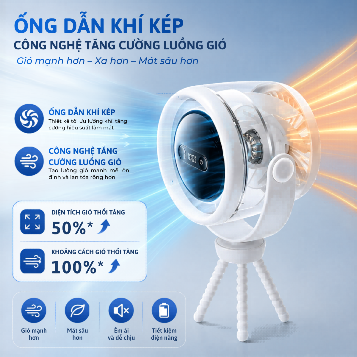 Quạt điện mini cho bé chân bạch tuộc kẹp xe đẩy, xe hơi, nôi, cũi đa năng - Ảnh 8