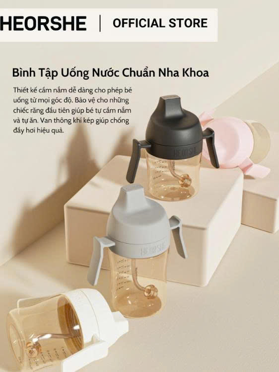 Bình tập uống nước cho bé Heorshe chuẩn nha khoa - 210ml - Ảnh 2