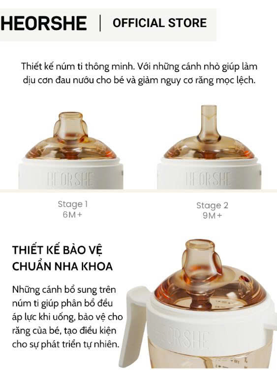 Bình tập uống nước cho bé Heorshe chuẩn nha khoa - 210ml - Ảnh 6