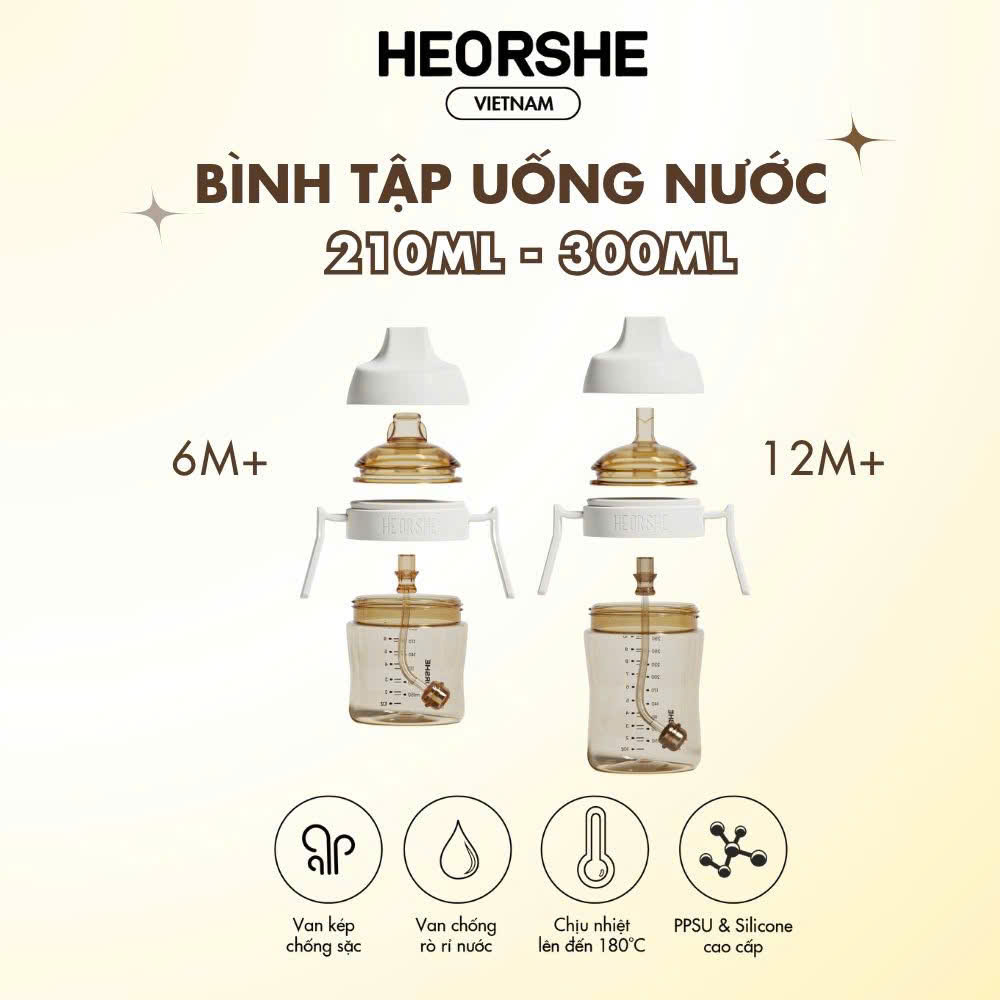 Bình tập uống nước cho bé Heorshe chuẩn nha khoa - 210ml - Ảnh 8