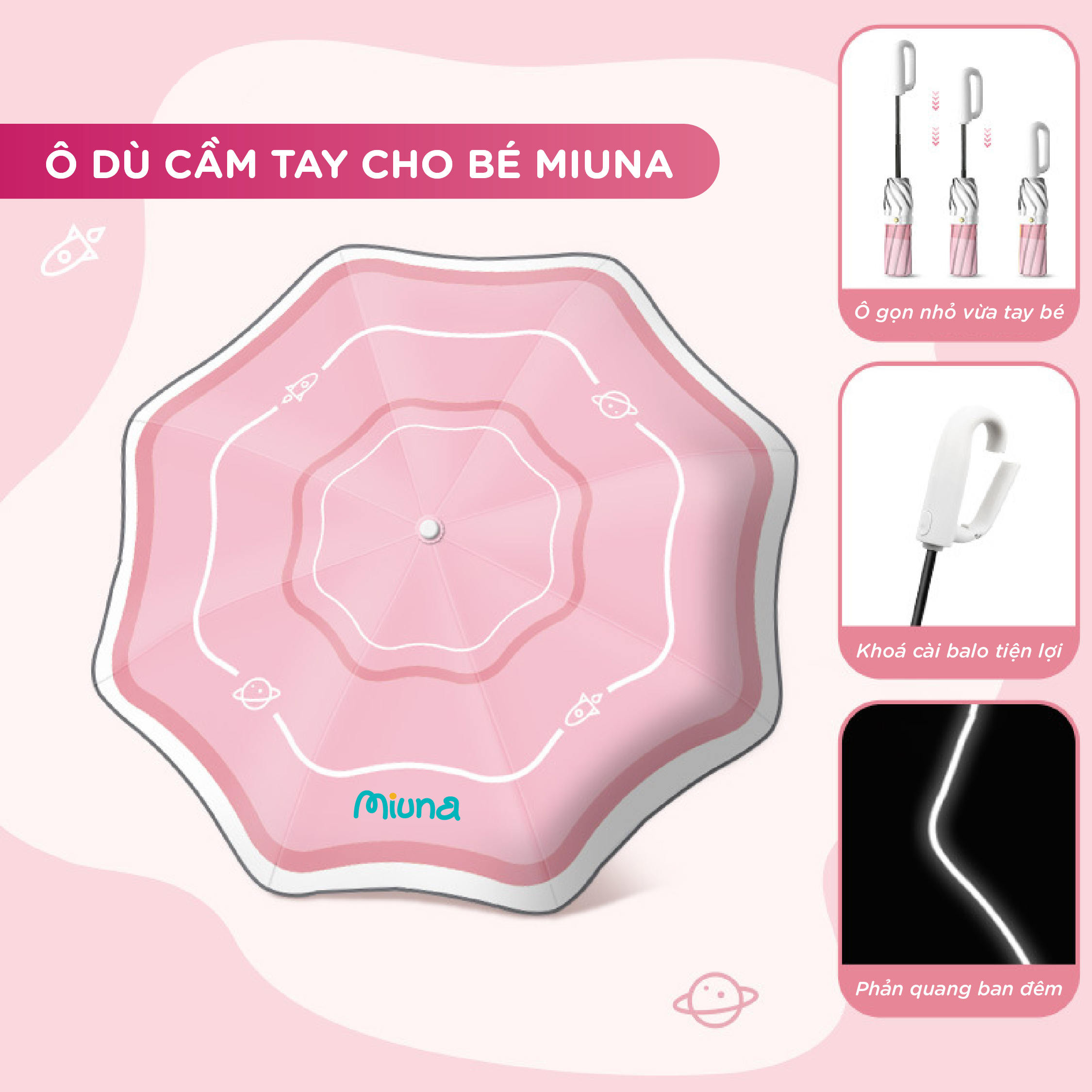 Ô Dù Đi Học Cho Bé Tự Động Cao Cấp UV120 - Ảnh 2