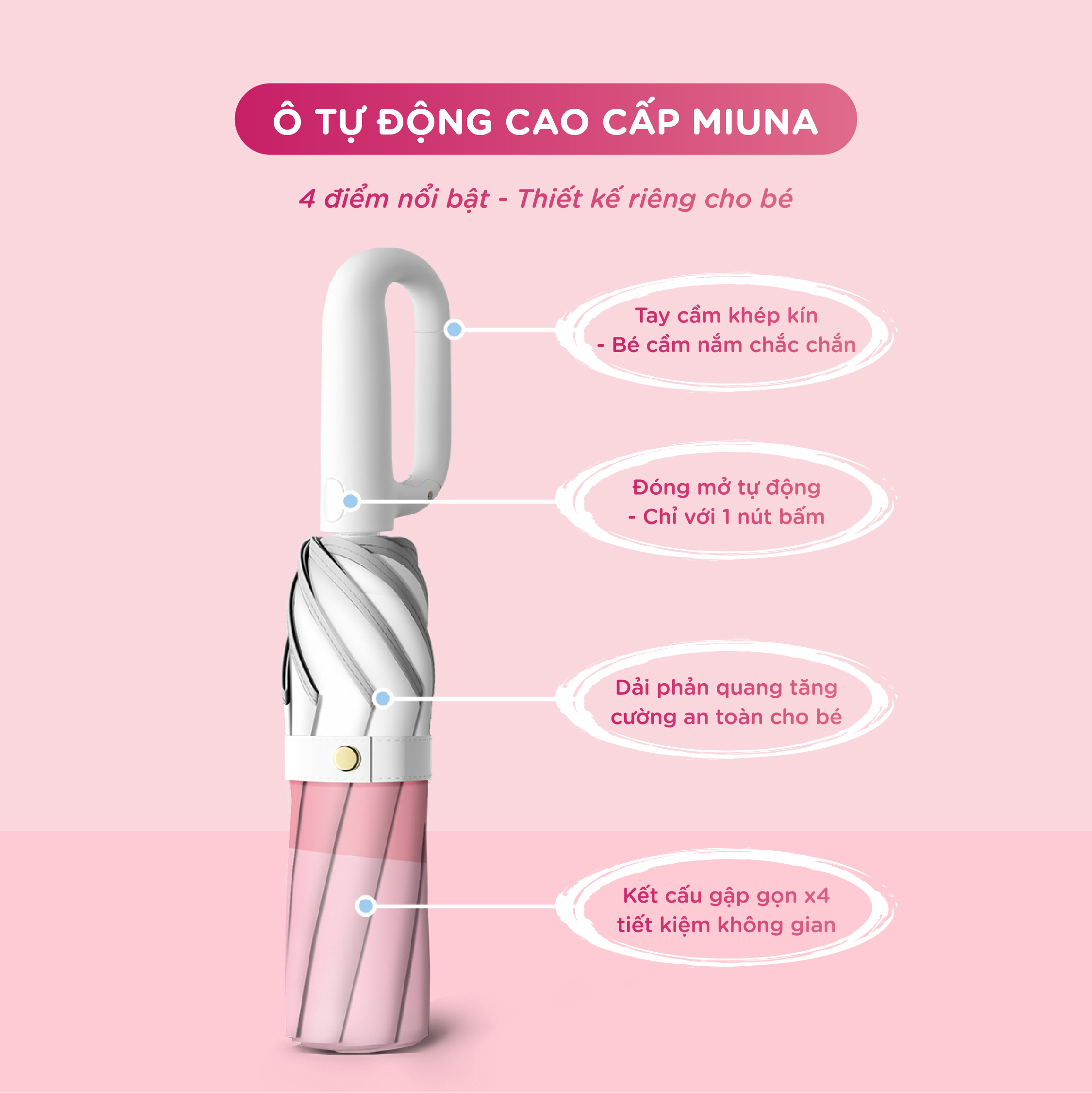 Ô Dù Đi Học Cho Bé Tự Động Cao Cấp UV120 - Ảnh 3